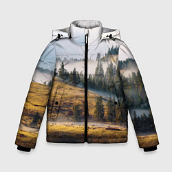 Куртка зимняя для мальчика Туман в горах, цвет: 3D-красный