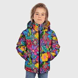 Куртка зимняя для мальчика Яркие цветы, цвет: 3D-черный — фото 2