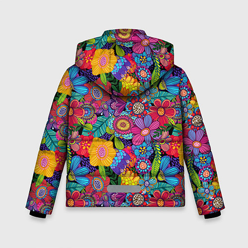 Зимняя куртка для мальчика Яркие цветы / 3D-Черный – фото 2