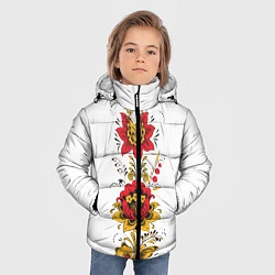 Куртка зимняя для мальчика Хохлома: цветы, цвет: 3D-красный — фото 2