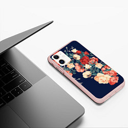 Чехол iPhone 11 матовый Fashion flowers, цвет: 3D-светло-розовый — фото 2