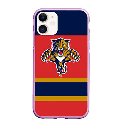 Чехол iPhone 11 матовый Florida Panthers, цвет: 3D-сиреневый