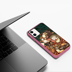 Чехол iPhone 11 матовый Воин крепости, цвет: 3D-малиновый — фото 2
