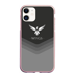 Чехол iPhone 11 матовый Wings Uniform, цвет: 3D-светло-розовый