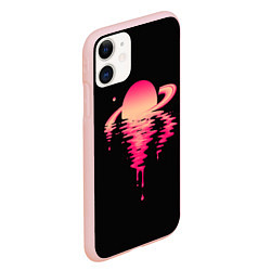 Чехол iPhone 11 матовый Отражение Сатурна, цвет: 3D-светло-розовый — фото 2