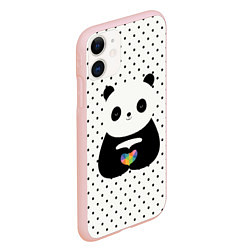 Чехол iPhone 11 матовый Любовь панды, цвет: 3D-светло-розовый — фото 2