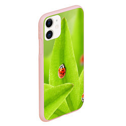 Чехол iPhone 11 матовый Жучки на травке, цвет: 3D-светло-розовый — фото 2