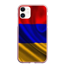 Чехол iPhone 11 матовый Флаг Армения, цвет: 3D-светло-розовый