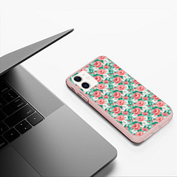 Чехол iPhone 11 матовый Розы, цвет: 3D-светло-розовый — фото 2