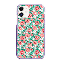 Чехол iPhone 11 матовый Розы, цвет: 3D-светло-сиреневый