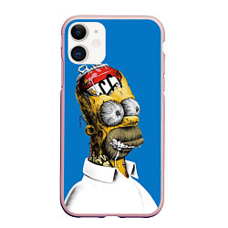 Чехол iPhone 11 матовый Duff Brain, цвет: 3D-светло-розовый