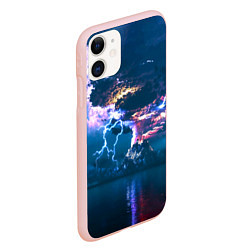 Чехол iPhone 11 матовый Извержение вулкана, цвет: 3D-светло-розовый — фото 2