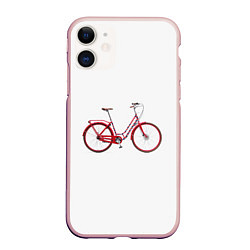 Чехол iPhone 11 матовый Велосипед, цвет: 3D-светло-розовый