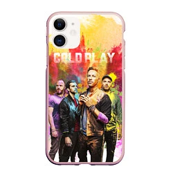 Чехол iPhone 11 матовый Coldplay, цвет: 3D-светло-розовый