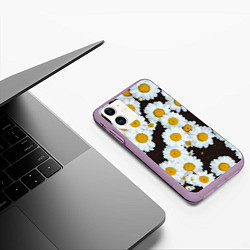 Чехол iPhone 11 матовый Аромашки, цвет: 3D-сиреневый — фото 2