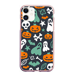 Чехол iPhone 11 матовый Halloween Monsters, цвет: 3D-светло-розовый