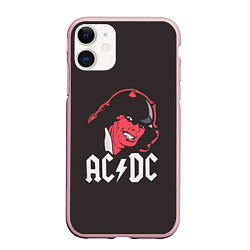 Чехол iPhone 11 матовый AC/DC Devil, цвет: 3D-светло-розовый