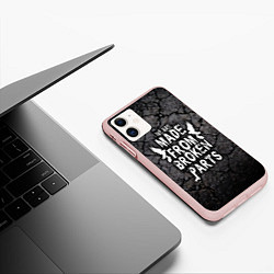 Чехол iPhone 11 матовый Made from broken parts, цвет: 3D-светло-розовый — фото 2