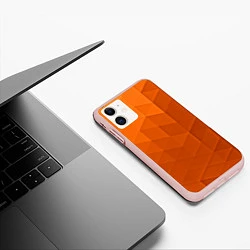 Чехол iPhone 11 матовый Orange abstraction, цвет: 3D-светло-розовый — фото 2