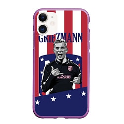 Чехол iPhone 11 матовый Griezmann: Atletico Star, цвет: 3D-фиолетовый