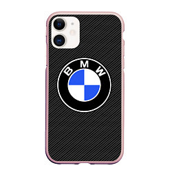 Чехол iPhone 11 матовый BMW CARBON БМВ КАРБОН, цвет: 3D-светло-розовый