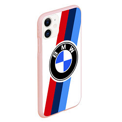 Чехол iPhone 11 матовый BMW M: White Sport, цвет: 3D-светло-розовый — фото 2