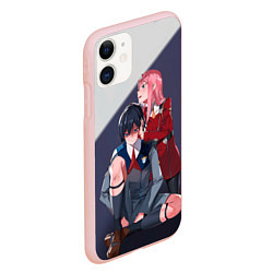 Чехол iPhone 11 матовый Darling in the FranXX, цвет: 3D-светло-розовый — фото 2