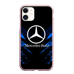 Чехол iPhone 11 матовый Mercedes-Benz: Blue Anger, цвет: 3D-светло-розовый
