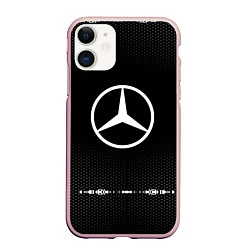 Чехол iPhone 11 матовый Mercedes: Black Abstract, цвет: 3D-светло-розовый