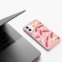 Чехол iPhone 11 матовый Стиль бекона, цвет: 3D-светло-розовый — фото 2