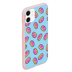 Чехол iPhone 11 матовый Стиль пончиков, цвет: 3D-светло-розовый — фото 2