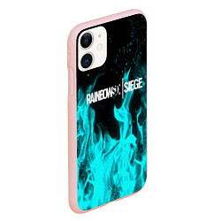 Чехол iPhone 11 матовый R6S: Turquoise Flame, цвет: 3D-светло-розовый — фото 2