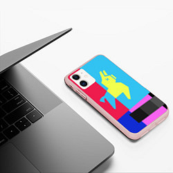 Чехол iPhone 11 матовый Цветная Лама, цвет: 3D-светло-розовый — фото 2
