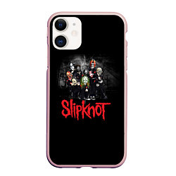 Чехол iPhone 11 матовый Slipknot Band, цвет: 3D-светло-розовый