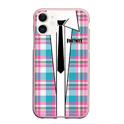 Чехол iPhone 11 матовый Fortnite: Базовый костюм, цвет: 3D-светло-розовый