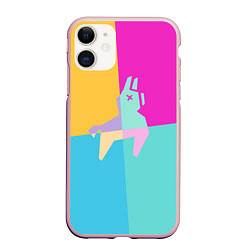 Чехол iPhone 11 матовый Fortnite Llama, цвет: 3D-светло-розовый