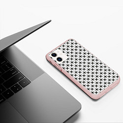Чехол iPhone 11 матовый Геометрические крестики, цвет: 3D-светло-розовый — фото 2