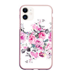 Чехол iPhone 11 матовый Розовые розы, цвет: 3D-светло-розовый