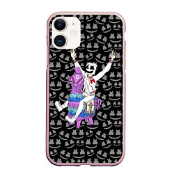 Чехол iPhone 11 матовый Marshmello x Llama, цвет: 3D-светло-розовый