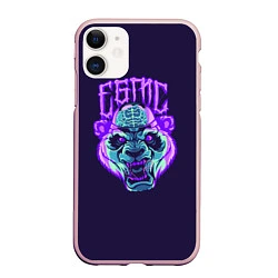 Чехол iPhone 11 матовый Evil Panda, цвет: 3D-светло-розовый