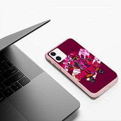 Чехол iPhone 11 матовый Fortnite, цвет: 3D-светло-розовый — фото 2