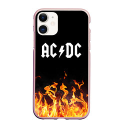 Чехол iPhone 11 матовый AC DC, цвет: 3D-светло-розовый