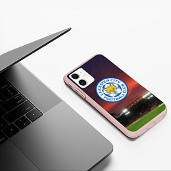 Чехол iPhone 11 матовый FC Leicester City, цвет: 3D-светло-розовый — фото 2