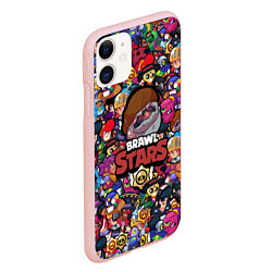 Чехол iPhone 11 матовый BRAWL STARS Dinomike, цвет: 3D-светло-розовый — фото 2