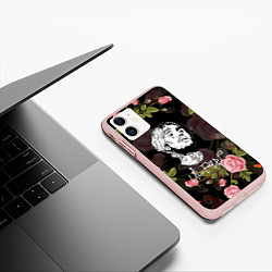 Чехол iPhone 11 матовый LIL PEEP ROSES, цвет: 3D-светло-розовый — фото 2