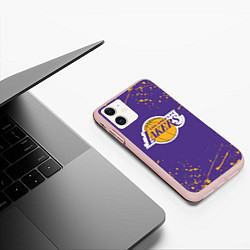 Чехол iPhone 11 матовый LA LAKERS, цвет: 3D-светло-розовый — фото 2