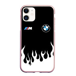 Чехол iPhone 11 матовый BMW БМВ, цвет: 3D-светло-розовый