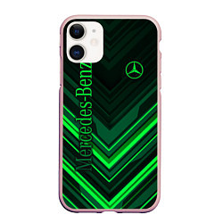 Чехол iPhone 11 матовый Mercedes-Benz, цвет: 3D-светло-розовый