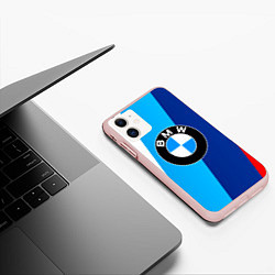 Чехол iPhone 11 матовый BMW, цвет: 3D-светло-розовый — фото 2