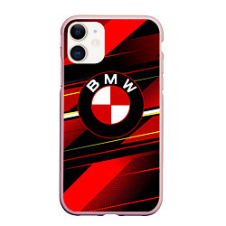 Чехол iPhone 11 матовый BMW, цвет: 3D-светло-розовый